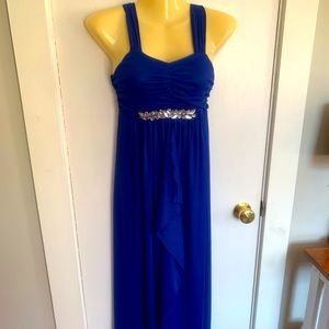 Blue formal dress, sleeveless